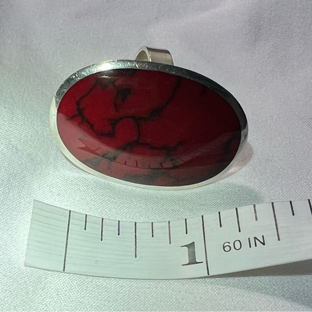 Elegant Red Stone Silver Ring